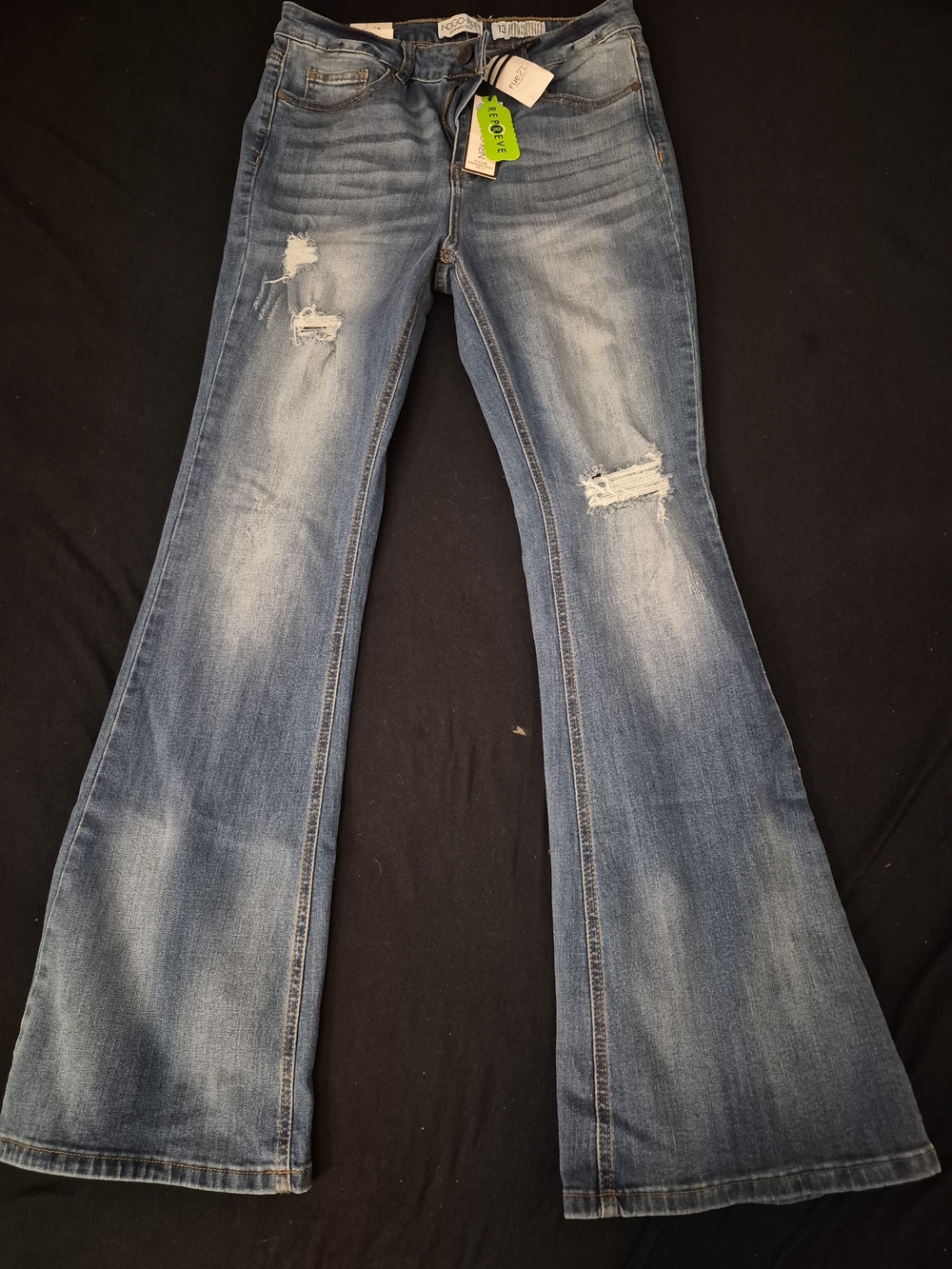Indigo Rein Light Blue Distressed Flare Jeans